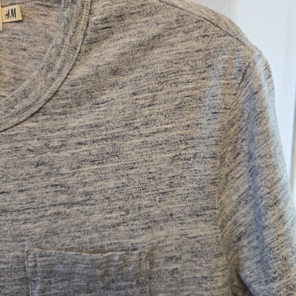 H&M LABEL OF GRADED GOODS L.O.G.G. TSHIRT MENS LARGE HEATHER BLUE CHEST POCKET - Picture 4 of 8